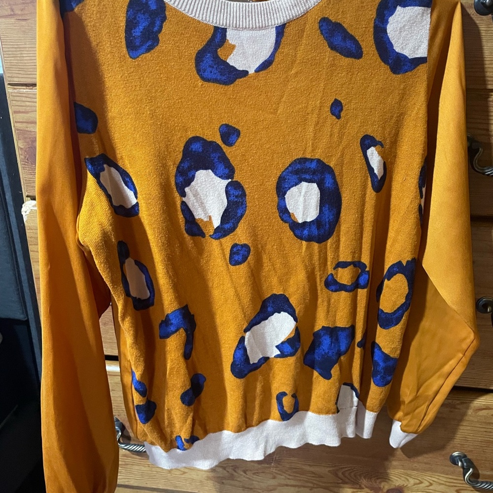Orange and Blue Patterned Sweater